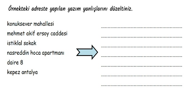 2.Sınıf Türkçe Büyük Harflerin Kullanıldığı Yerler Etkinliği-2