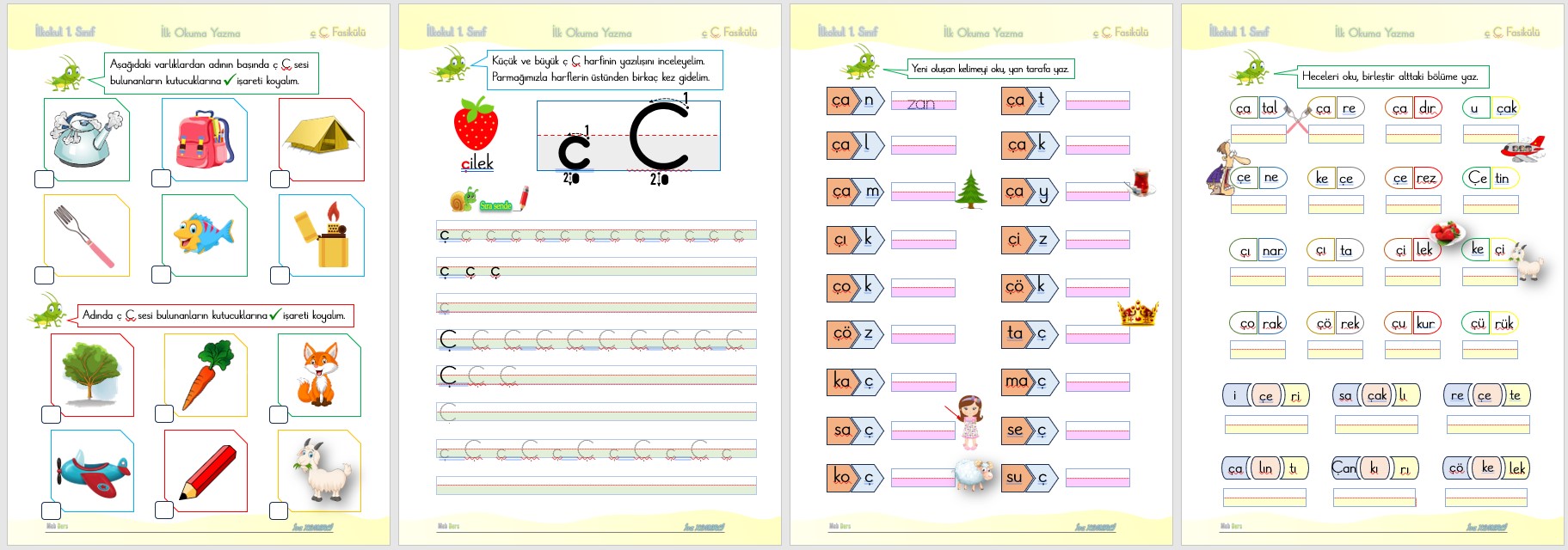 1. Sınıf İlk Okuma Yazma Ç Sesi FASİKÜLÜ 10 sayfa
