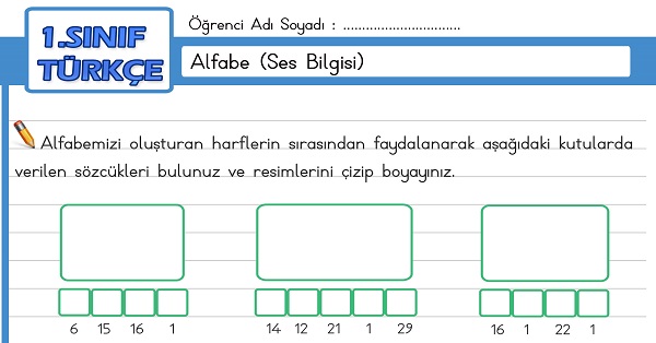 1.Sınıf Türkçe Alfabe - Ses Bilgisi Etkinliği