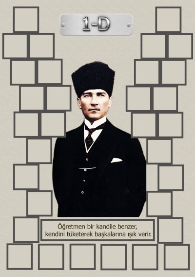 Model 15, 1D şubesi için Atatürk temalı, fotoğraf eklemeli kapı süslemesi - 32 öğrencilik