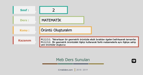 2.Sınıf Matematik Örüntü Oluşturalım Sunusu