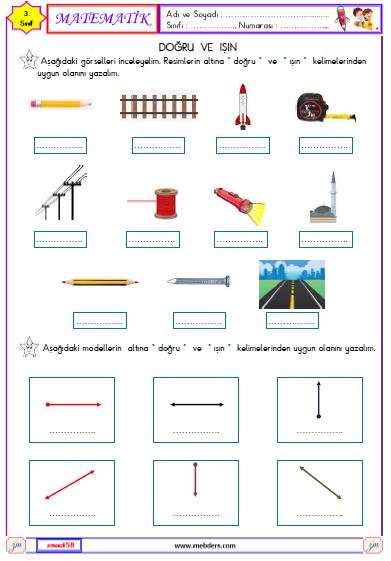 3. Sınıf Matematik Doğru ve Işın Etkinliği