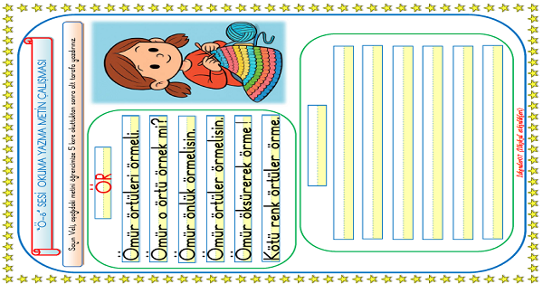 1. Sınıf İlk Okuma Yazma Ö Sesi Okuma Yazma Metin Çalışması