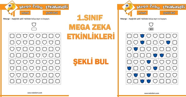 1.Sınıf Mega Zeka Etkinliği - Şekli Bul