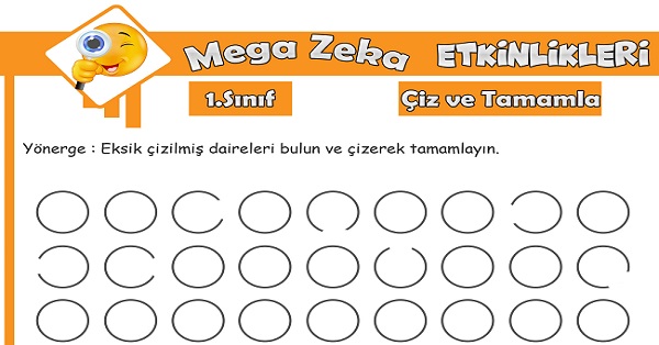 1.Sınıf Mega Zeka Etkinliği - Çiz ve Tamamla