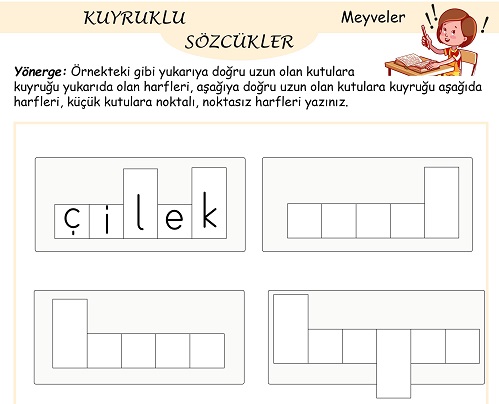 Kuyruklu Sözcük Etkinliği - Meyveler