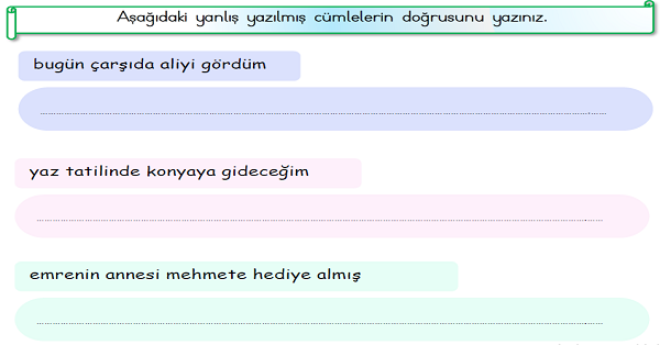 1.Sınıf Türkçe Özel İsimler ve Kesme İşareti-3