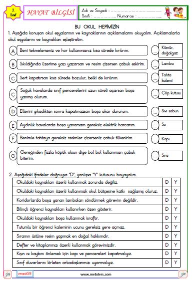 2. Sınıf Hayat Bilgisi Bu Okul Hepimizin Etkinliği