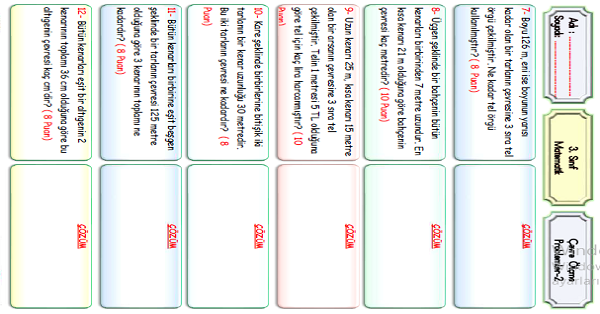 3.Sınıf Matematik Çevre Ölçme Problemleri-2
