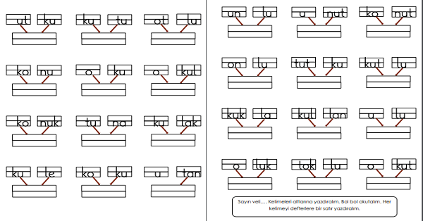 1.Sınıf İlk Okuma Yazma U Sesi Kelimeler Etkinliği