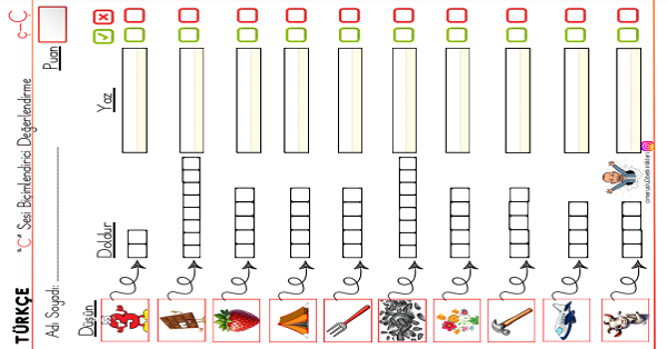 1. Sınıf İlk Okuma Yazma Ç Sesi Dikte Değerlendirme