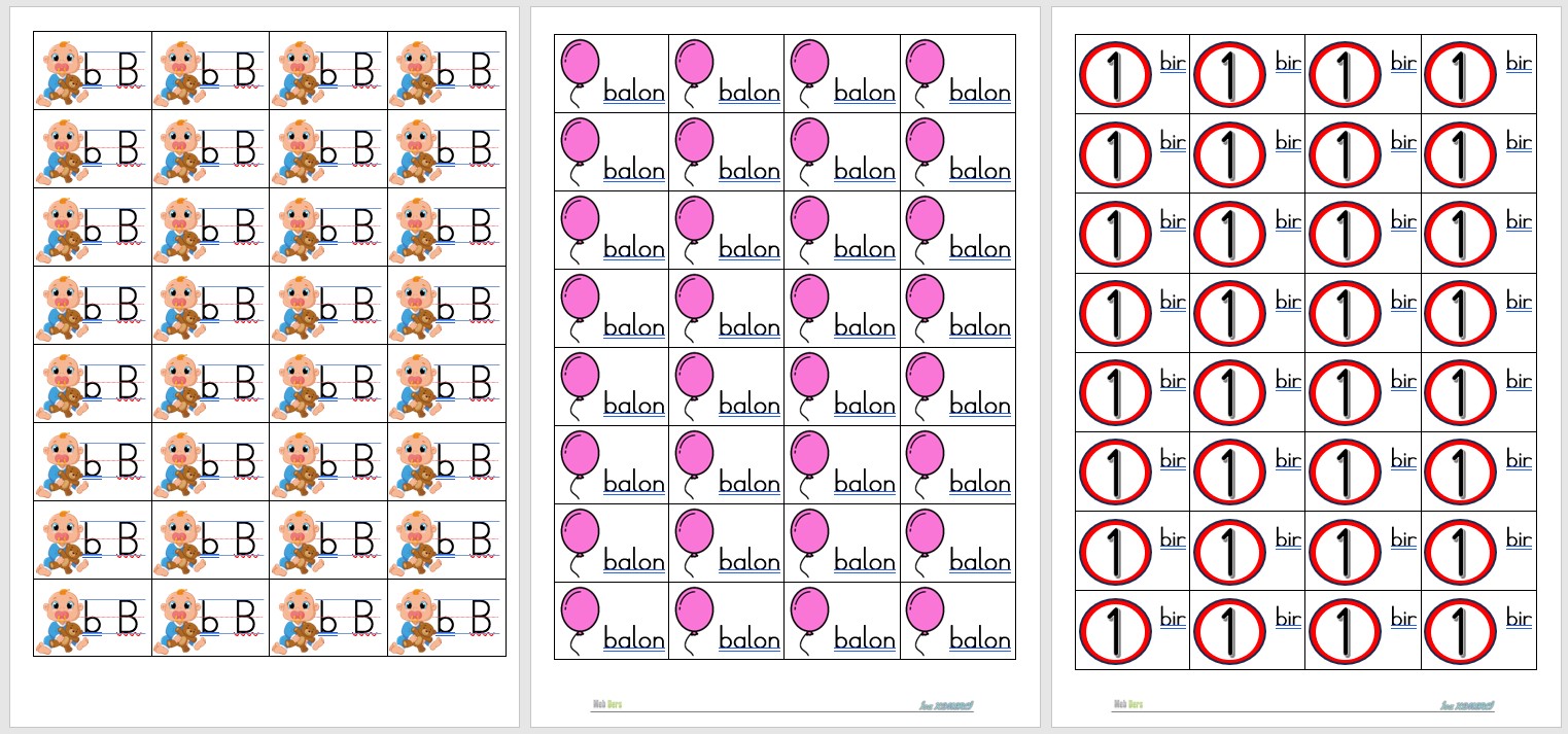 1. Sınıf İlk Okuma Yazma B Sesi Defter Çalışması