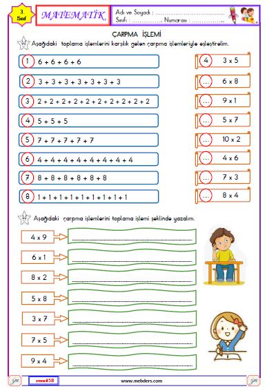 3. Sınıf Matematik Çarpma İşlemi  Etkinliği 5