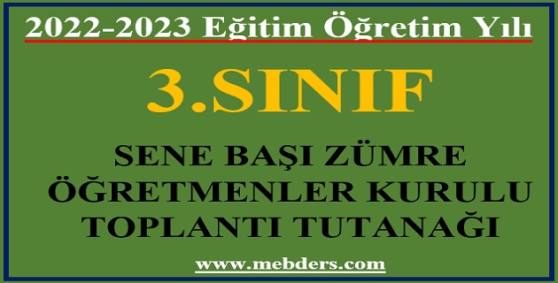 2022-2023 3.Sınıflar Sene Başı Zümre Toplantı Tutanağı