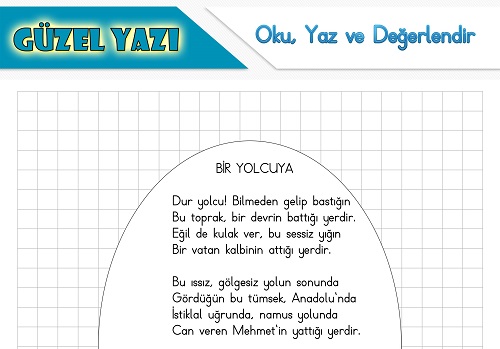 Şiir oku yaz değerlendir etkinliği - Bir Yolcuya