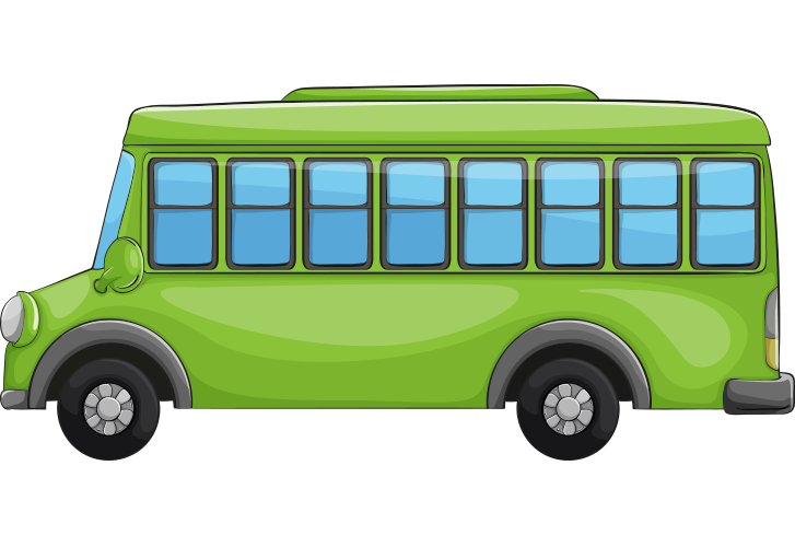 Yandan çekilmiş yeşil okul otobüsü resmi png