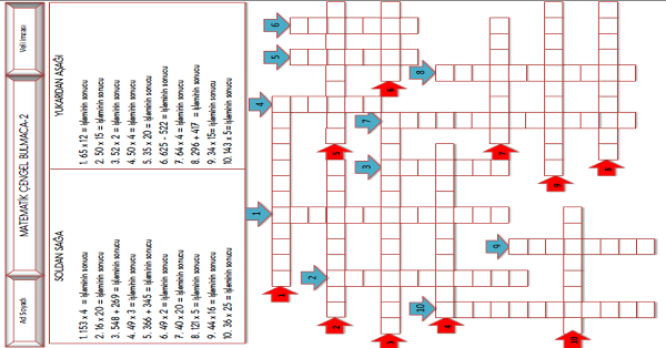 3.Sınıf - Matematik Çengel Bulmaca Etkinliği-2