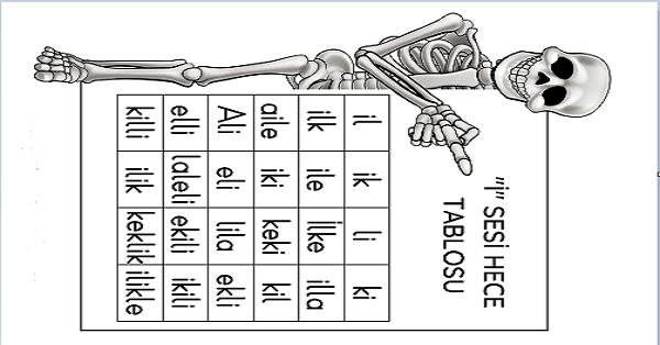 1.Sınıf İlk Okuma Yazma (İ-i Sesi) Hece Kelime Tablosu-İskeletli