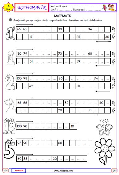 2. Sınıf  Matematik  Ritmik Saymalar Etkinliği 2