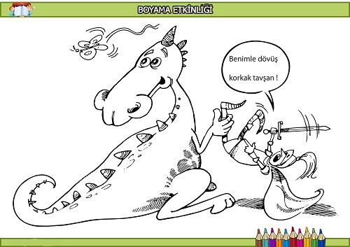 Ejderha karikatürlü boyama etkinliği