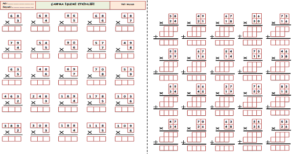 3.Sınıf - Çarpma İşlemi Etkinliği