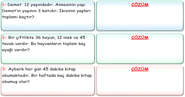 3.Sınıf Matematik Çarpma İşlemi Problemleri-4