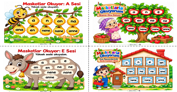 1. Sınıf İlk Okuma Yazma E SESİ Maskotlarla Okuyorum Etkinliği