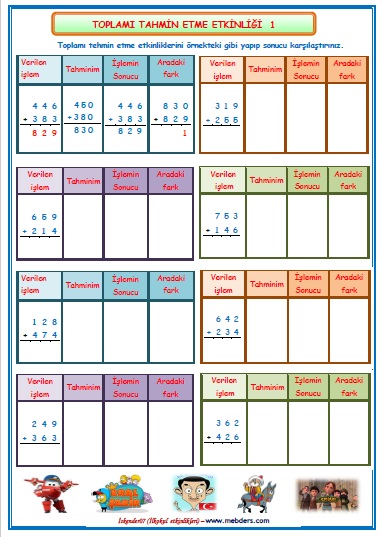 3.Sınıf Matematik Toplamı Tahmin Etme  1