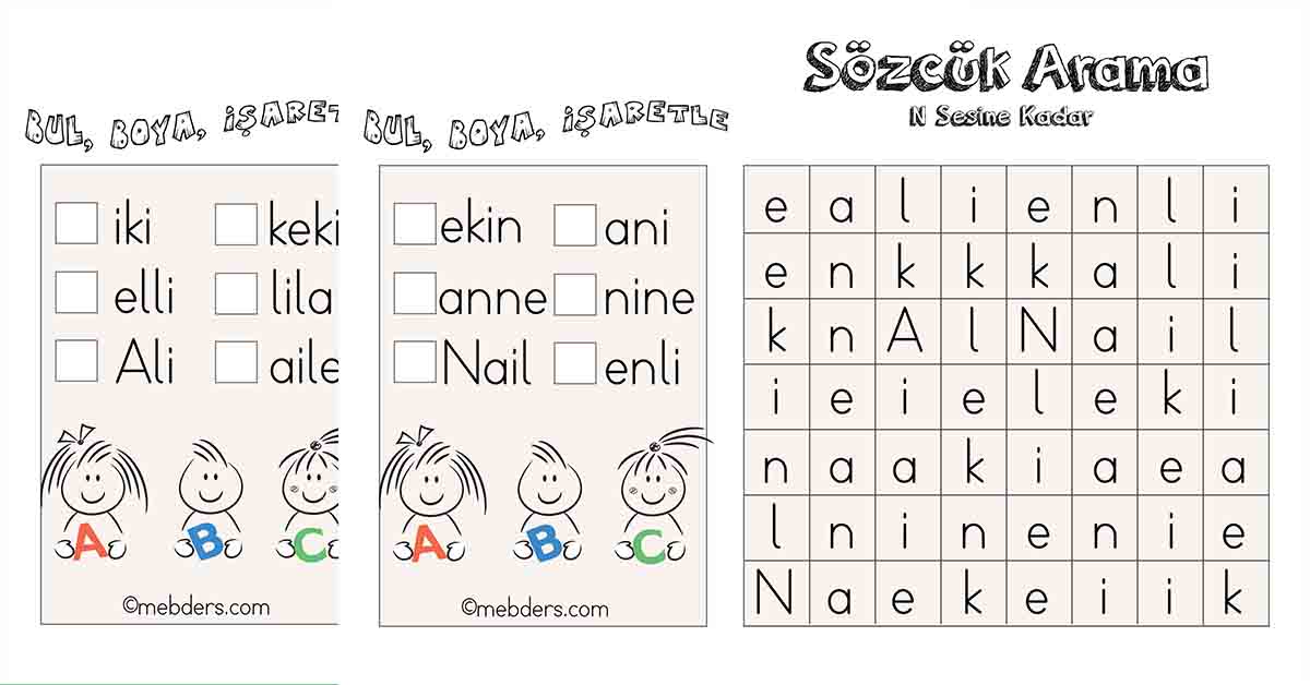 Sözcük Arama Etkinliği - N Sesi