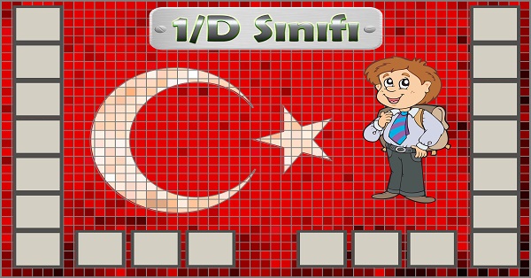 Model 54, 1D şubesi için Türk bayraklı fotoğraf eklemeli kapı süslemesi - 20 öğrencilik