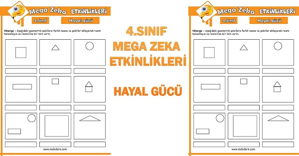 4.Sınıf Mega Zeka Etkinliği - Hayal gücü