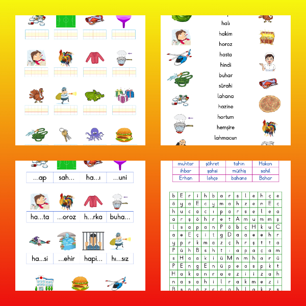 1. Sınıf İlk Okuma Yazma (H - h Sesi) Etkinlikleri (4 Sayfa)