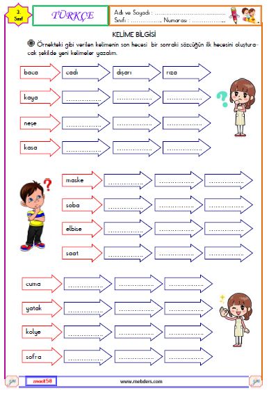 3. Sınıf Türkçe Kelime Bilgisi Etkinliği