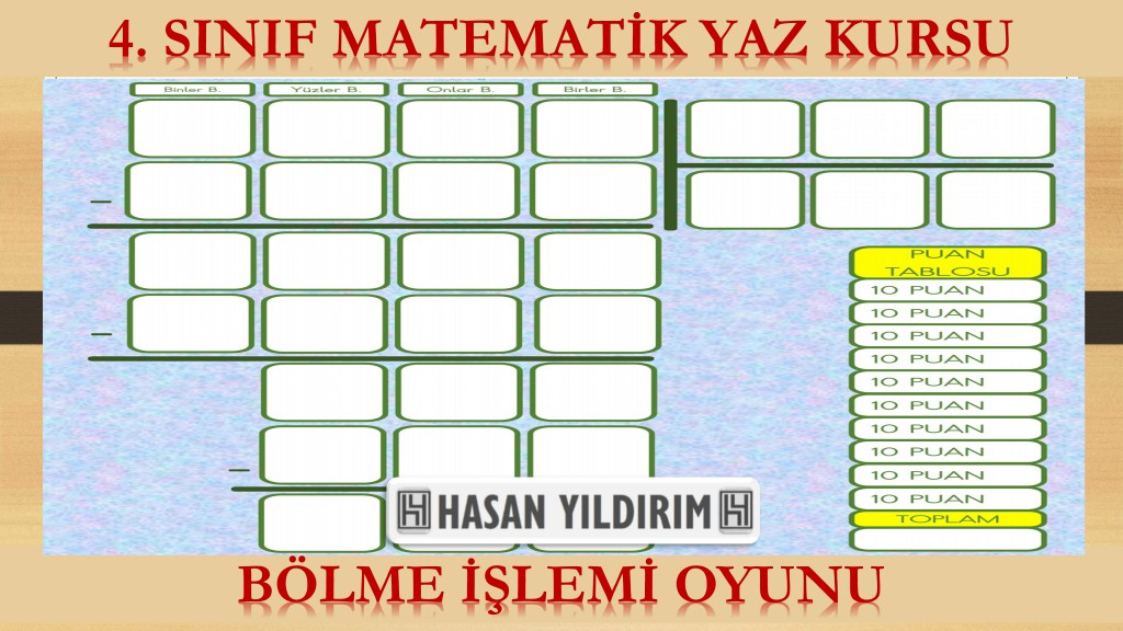 4.Sınıf Matematik Yaz Kursu - Bölme İşlemi Oyunu