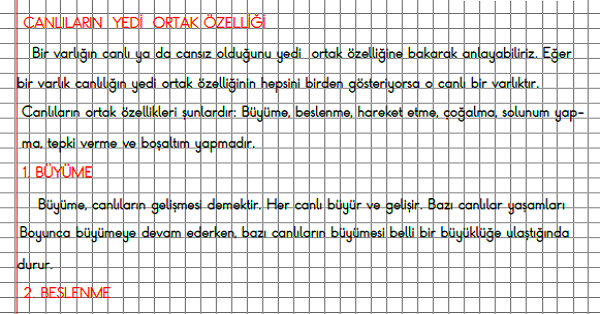 3.Sınıf Fen Bilimleri Canlıların Yedi Ortak Özelliği Konu Anlatımı
