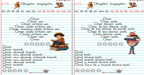 1. Sınıf İlk Okuma Yazma Ö Sesi Hızlı Okuma Metinleri (4 Sayfa)