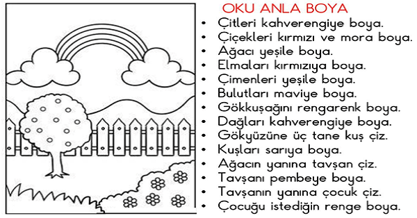 1.Sınıf Türkçe Oku-Anla-Boya Etkinliği