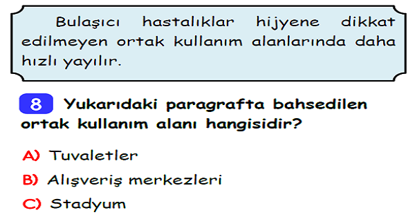 3.Sınıf Hayat Bilgisi Sağlıklı Hayat Ünite Değerlendirmesi-2