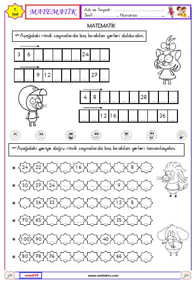 2. Sınıf Matematik Ritmik Saymalar Etkinliği 4