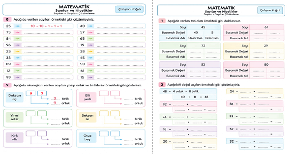 2. Sınıf Matematik Onluk Birlik -  Basamak Adı Basamak Değeri 19 Sayfa