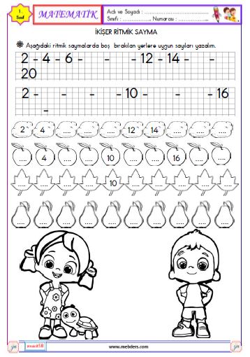 1. Sınıf Matematik İkişer Ritmik Sayma Etkinliği