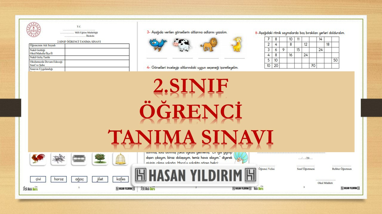 2.Sınıf Öğrenci Tanıma Sınavı (Word ve PDF)