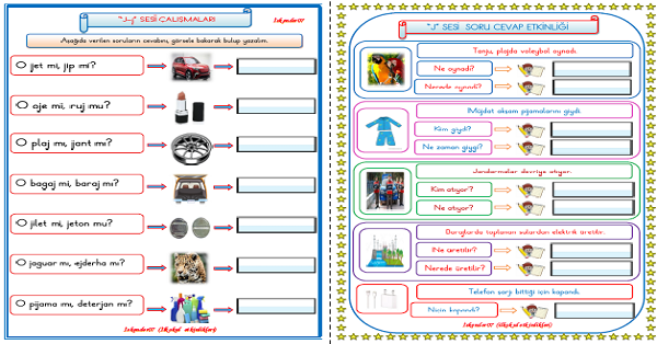 1. Sınıf İlk Okuma Yazma J-j Sesi Soru Cevap ve Mi-Mü Etkinliği