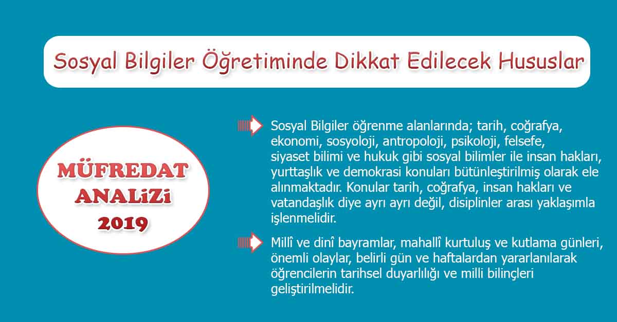 2019 Müfredat Analizi : Sosyal Bilgiler Öğretiminde Dikkat Edilecek Hususlar