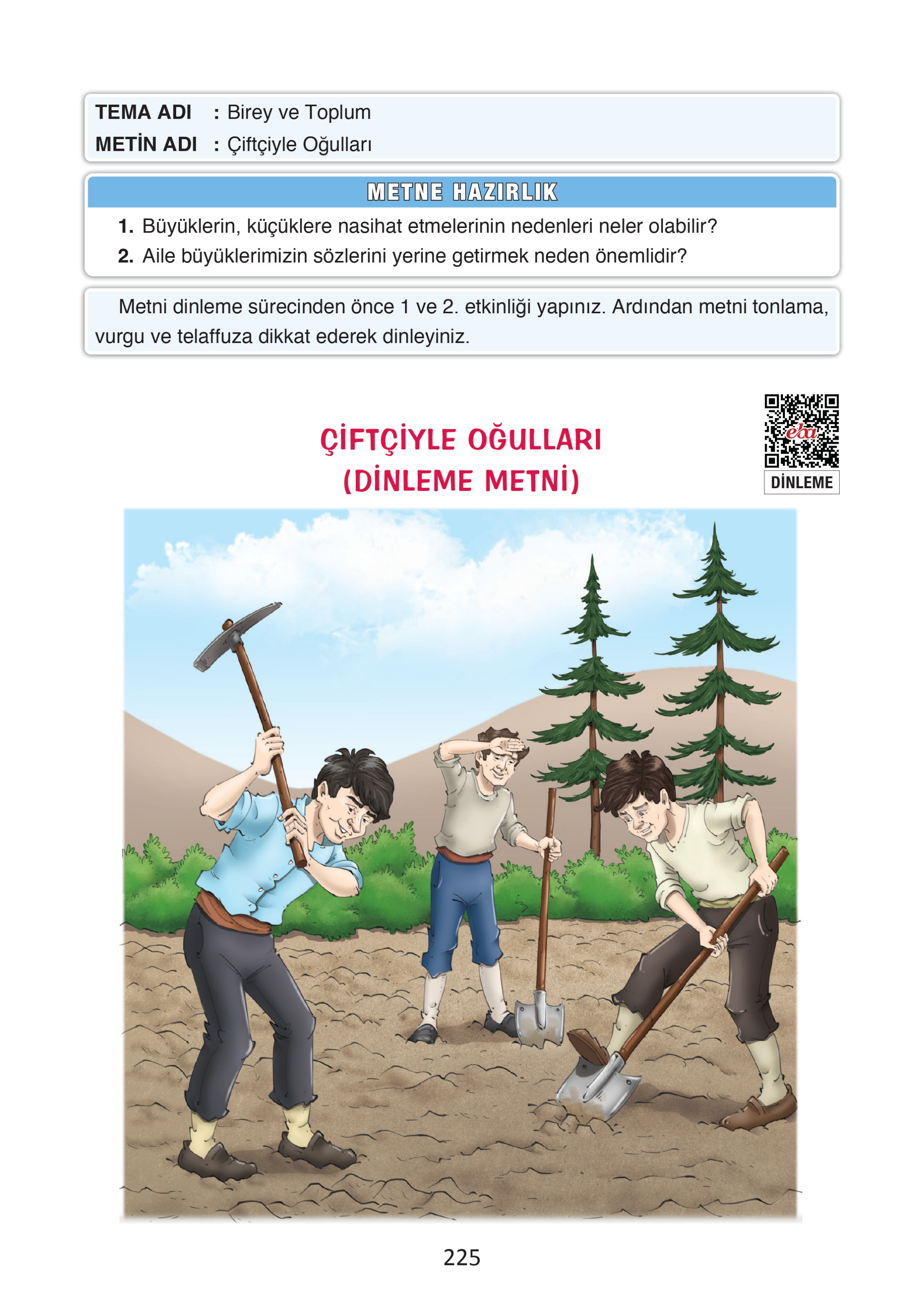 4. Sınıf Türkçe Ada Yayınları Çiftçiyle Oğulları Metni Etkinlik Cevapları