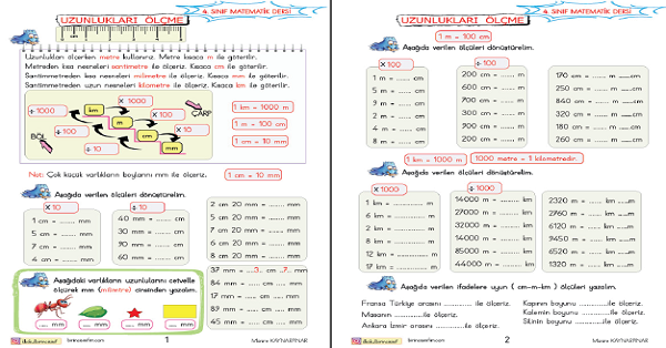 4. Sınıf Matematik Uzunlukları Ölçme (Uzunluk Ölçme Birimleri Arasındaki İlişkiler) 5