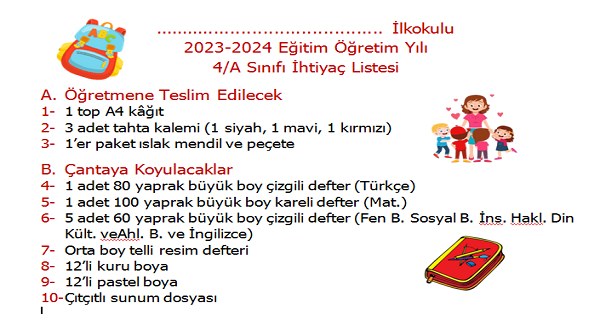 4.Sınıf İhtiyaç Listesi (Word)