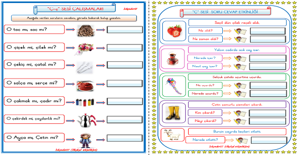 1. Sınıf İlk Okuma Yazma Ç Sesi Soru Cevap ve Mİ-Mü Etkinliği