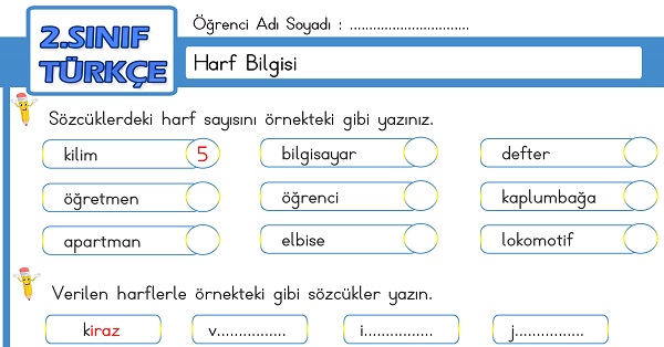2.Sınıf Türkçe Harf Bilgisi Etkinliği