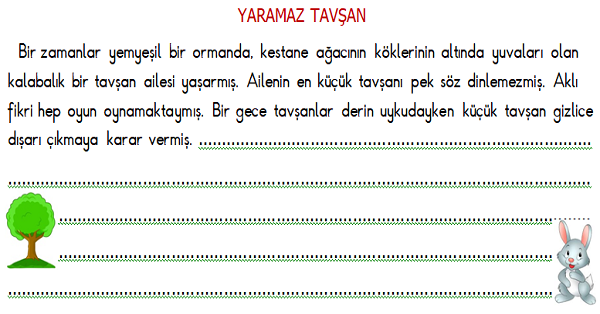 2.Sınıf Türkçe Hikaye Tamamlama Etkinliği 3